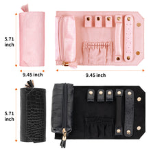 Travel Jewelry Roll for Women Girls, Portable PU Leather Jewelry Storage Organizer, Small Foldable Display Bag for Rings Earrings Necklaces Bracelets