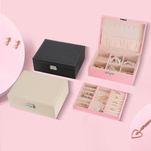 Smileshe Jewelry Box for Women Girls, PU Leather Organizer Holder Boxes with Lock, 2 Layers Removable Display Storage Travel Case for Rings Earrings Necklaces Bracelets（Black）