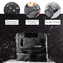 Travel Toiletry Bag for Women, Waterproof Portable Men's Organizer Bag with Hanging Hook, Shower Bathroom Storage Toiletry Kit for Makeup, Cosmetic, Accessories, Full Sized Bottles (Black)