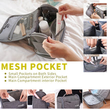 Travel Toiletry Bag for Women, Waterproof Portable Men's Organizer Bag with Hanging Hook, Shower Bathroom Storage Toiletry Kit for Makeup, Cosmetic, Accessories, Full Sized Bottles (Grey)
