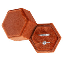 Ring Box, Velvet Jewelry Boxes for Proposal Engagement Wedding Ceremony, Mini Double Ring Slot Bearer Case with Detachable Lid