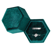 Ring Box, Velvet Jewelry Boxes for Proposal Engagement Wedding Ceremony, Mini Double Ring Slot Bearer Case with Detachable Lid