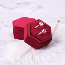 Ring Box, Velvet Jewelry Boxes for Proposal Engagement Wedding Ceremony, Mini Double Ring Slot Bearer Case with Detachable Lid