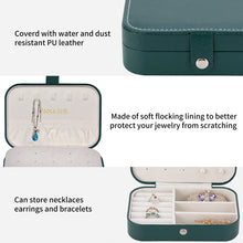 Smileshe Jewelry Box, PU Leather Small Portable Travel Case, 2 Layers Organizer Display Storage Holder Boxes for Rings, Earrings, Necklaces, Bracelets