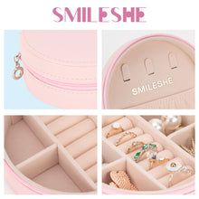 Smileshe Travel Jewelry Box, Mini Portable Organizer Travel Case with Zipper, PU Leather Small Storage Boxes for Rings, Earrings, Necklaces, Bracelets