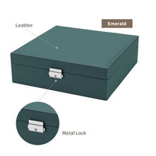 Smileshe Jewelry Box for Women Girls, PU Leather Organizer Boxes with Lock, 2 Layers Large Display Storage Case for Rings Earrings Necklaces Bracelets（Green）