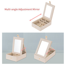 Smileshe Jewelry Box with Mirror, PU Leather Storage Case, Removable Display Organizer for Rings Earrings Necklaces Bracelets