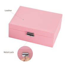 Smileshe Jewelry Box for Women Girls, PU Leather Organizer Holder Boxes with Lock, 2 Layers Removable Display Storage Travel Case for Rings Earrings Necklaces Bracelets（Pink）