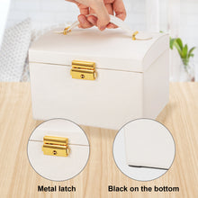 Smileshe Jewelry Box for Women Girls, PU Leather Lockable Storage Case with Mirror Drawers, Removable Medium Display Organizer Boxes for Rings, Earrings, Necklaces, Bracelets（White）