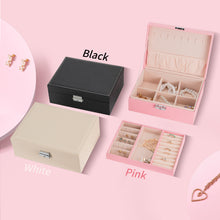 Smileshe Jewelry Box for Women Girls, PU Leather Organizer Holder Boxes with Lock, 2 Layers Removable Display Storage Travel Case for Rings Earrings Necklaces Bracelets（White）