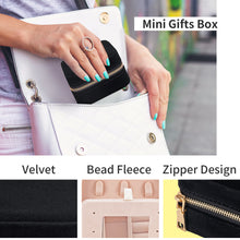 Travel Velvet Jewelry Box with Mirror, Mini Gifts Case for Women Girls, Small Portable Organizer Boxes for Rings Earrings Necklaces Bracelets (Black)