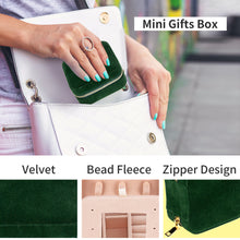 Travel Velvet Jewelry Box with Mirror, Mini Gifts Case for Women Girls, Small Portable Organizer Boxes for Rings Earrings Necklaces Bracelets (Green)