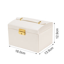 Smileshe Jewelry Box for Women Girls, PU Leather Lockable Storage Case with Mirror Drawers, Removable Medium Display Organizer Boxes for Rings, Earrings, Necklaces, Bracelets（White）